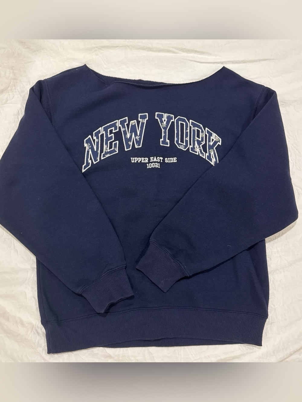 Wild Fable Navy Crewneck Off Shoulder Sweater